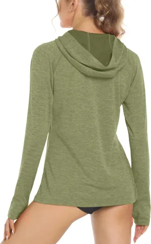 MAGCOMSEN Women's Sun Protection Hoodie Shirts UPF 50  Long Sleeve Top Quick Dry Lightweight for Hiking Athletic