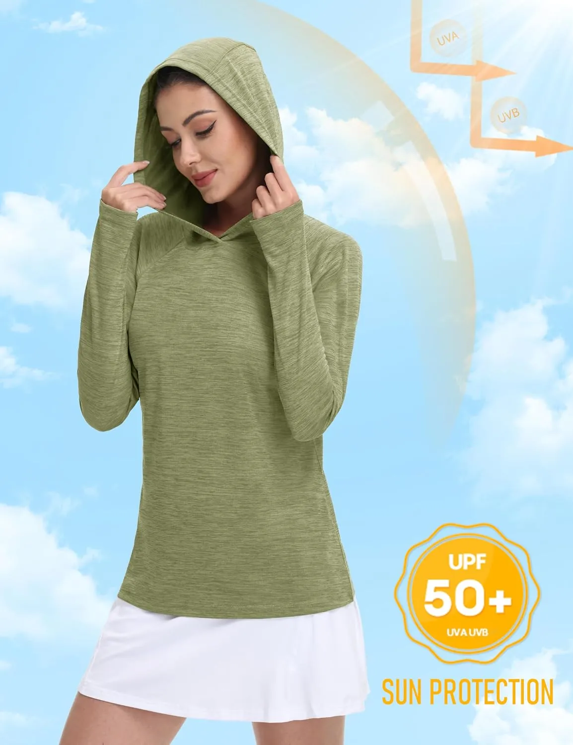 MAGCOMSEN Women's Sun Protection Hoodie Shirts UPF 50  Long Sleeve Top Quick Dry Lightweight for Hiking Athletic
