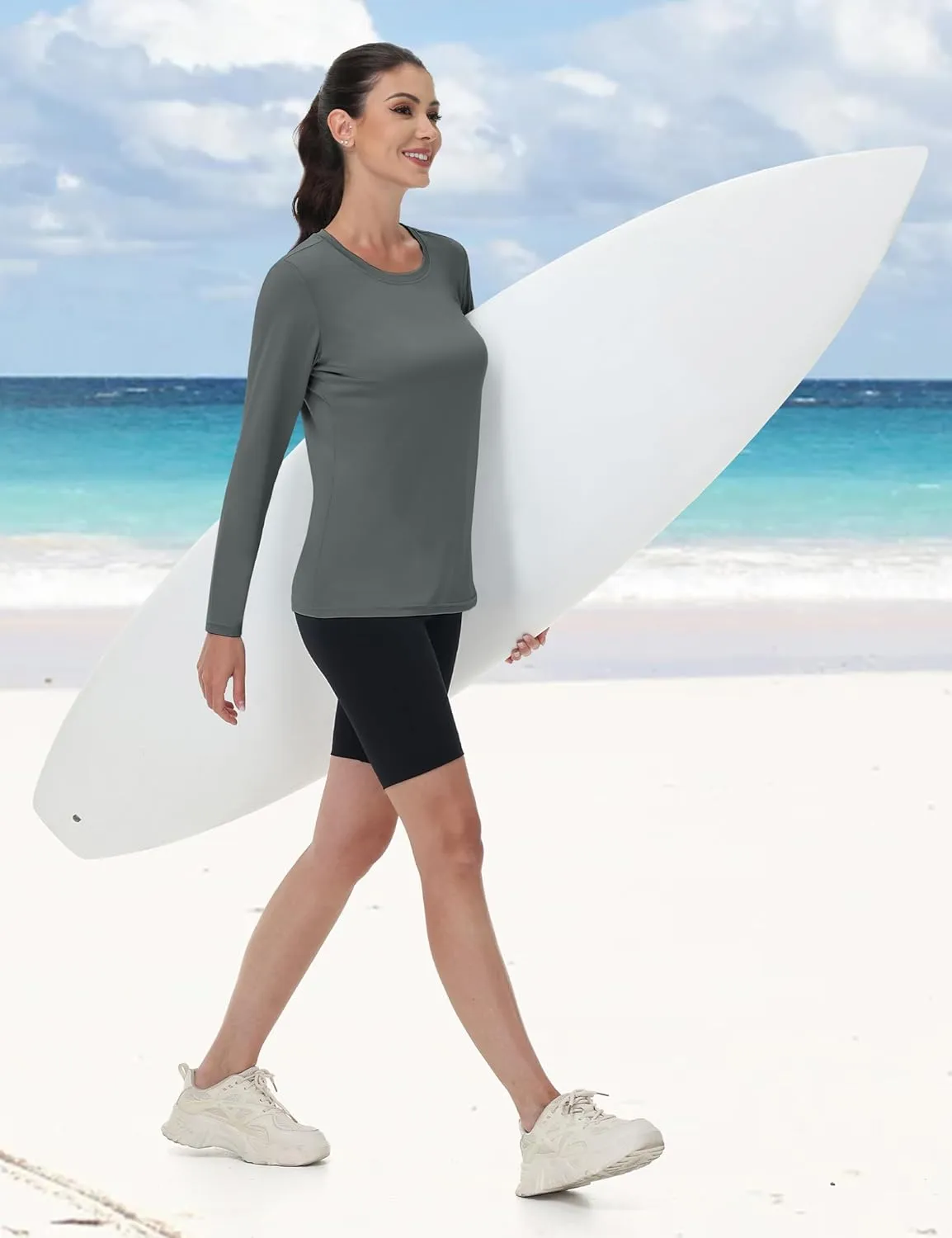 MAGCOMSEN Women's UPF 80  Workout Shirts Long Sleeve Atheltic T-Shirt Quick Dry Rash Guard Swim Tops