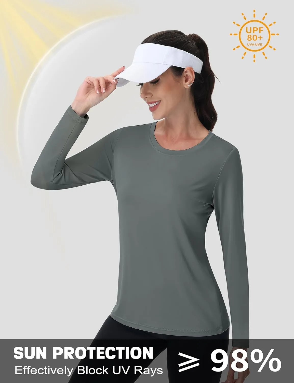 MAGCOMSEN Women's UPF 80  Workout Shirts Long Sleeve Atheltic T-Shirt Quick Dry Rash Guard Swim Tops