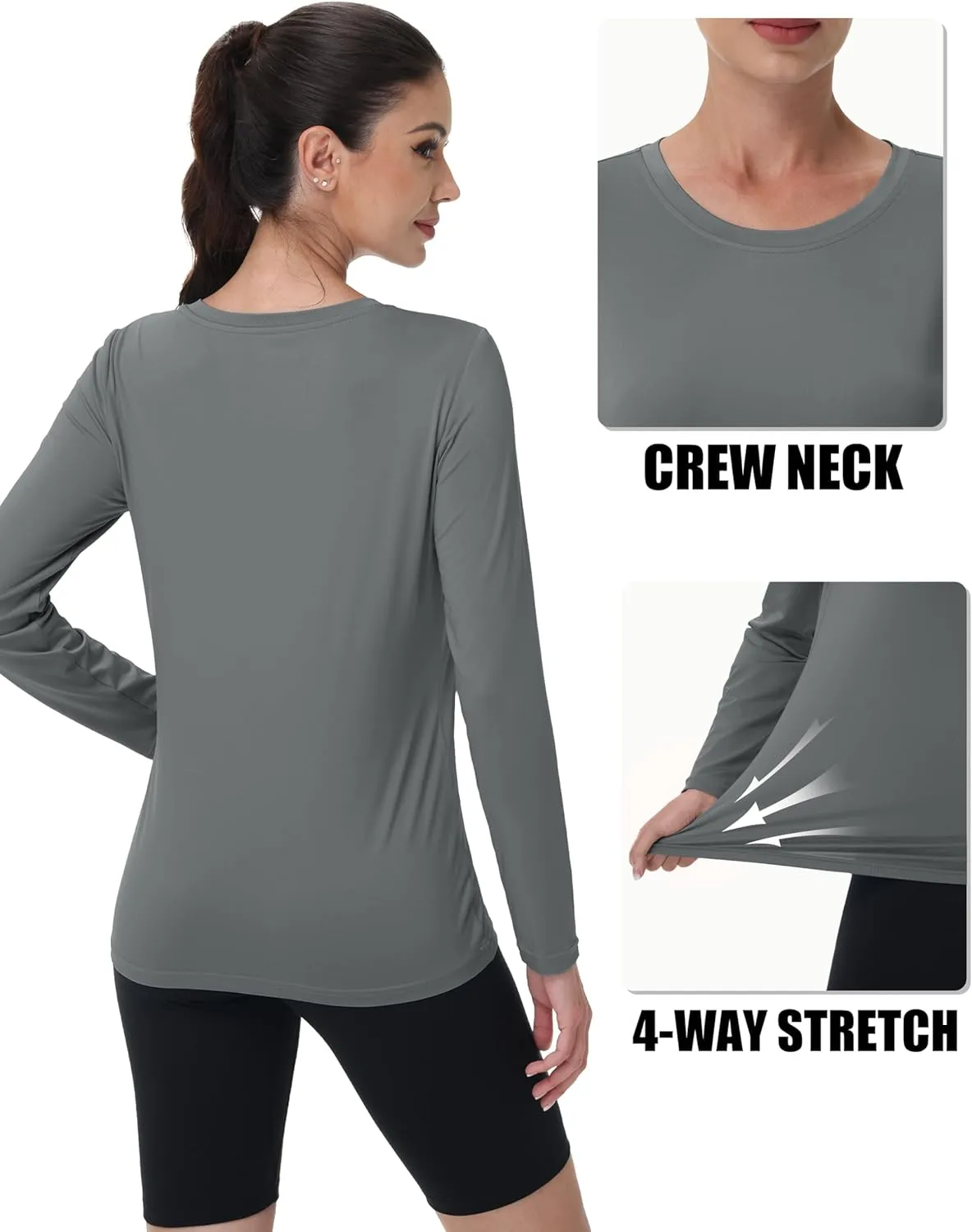 MAGCOMSEN Women's UPF 80  Workout Shirts Long Sleeve Atheltic T-Shirt Quick Dry Rash Guard Swim Tops