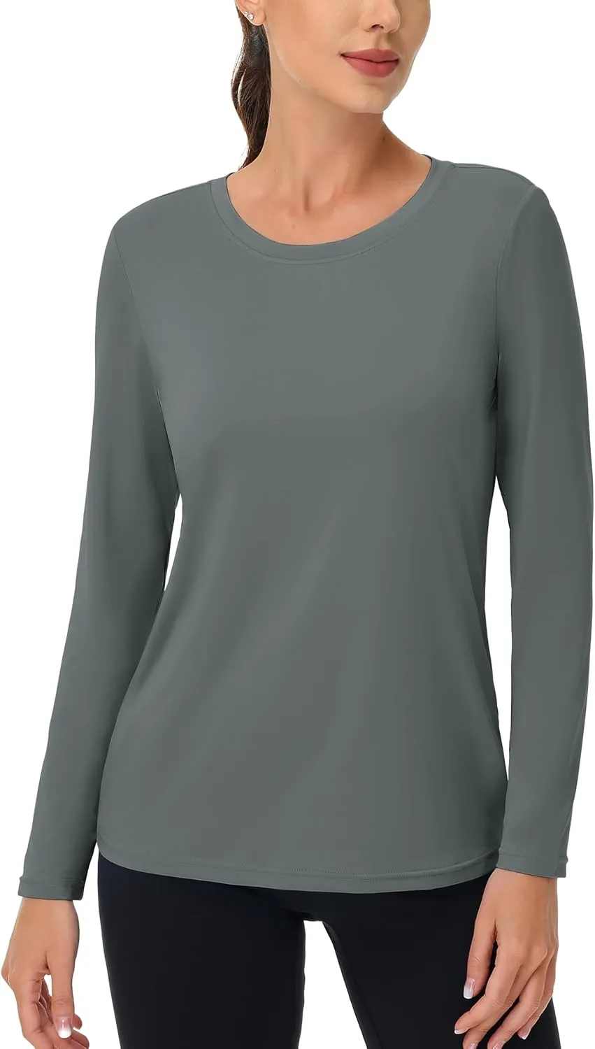 MAGCOMSEN Women's UPF 80  Workout Shirts Long Sleeve Atheltic T-Shirt Quick Dry Rash Guard Swim Tops