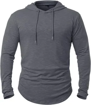 MANSDOUR Men's Athletic Hooded Shirts Long Sleeve Workout Sport Hoodie Casual Running T Shirt Quick Dry Pullover Top