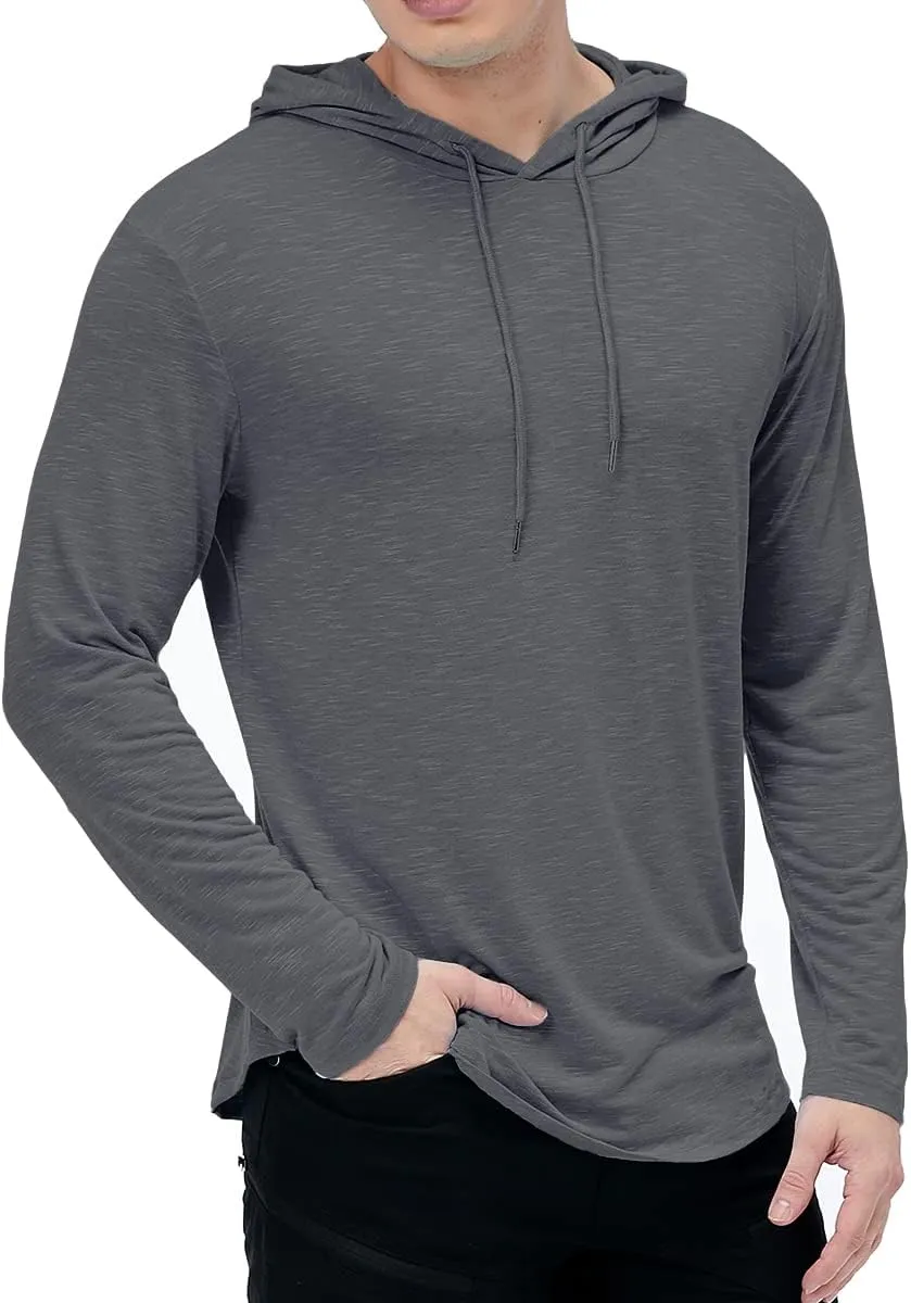 MANSDOUR Men's Athletic Hooded Shirts Long Sleeve Workout Sport Hoodie Casual Running T Shirt Quick Dry Pullover Top