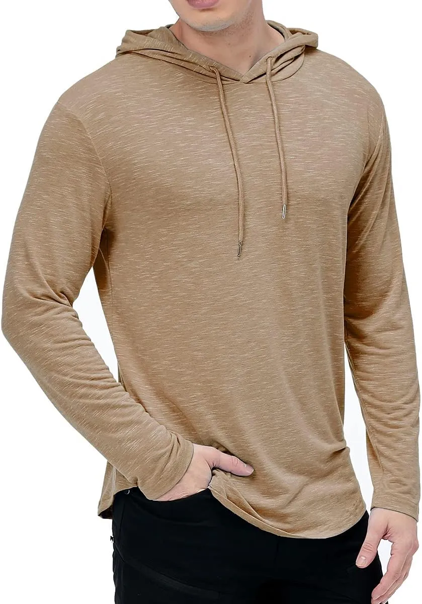 MANSDOUR Men's Athletic Hooded Shirts Long Sleeve Workout Sport Hoodie Casual Running T Shirt Quick Dry Pullover Top