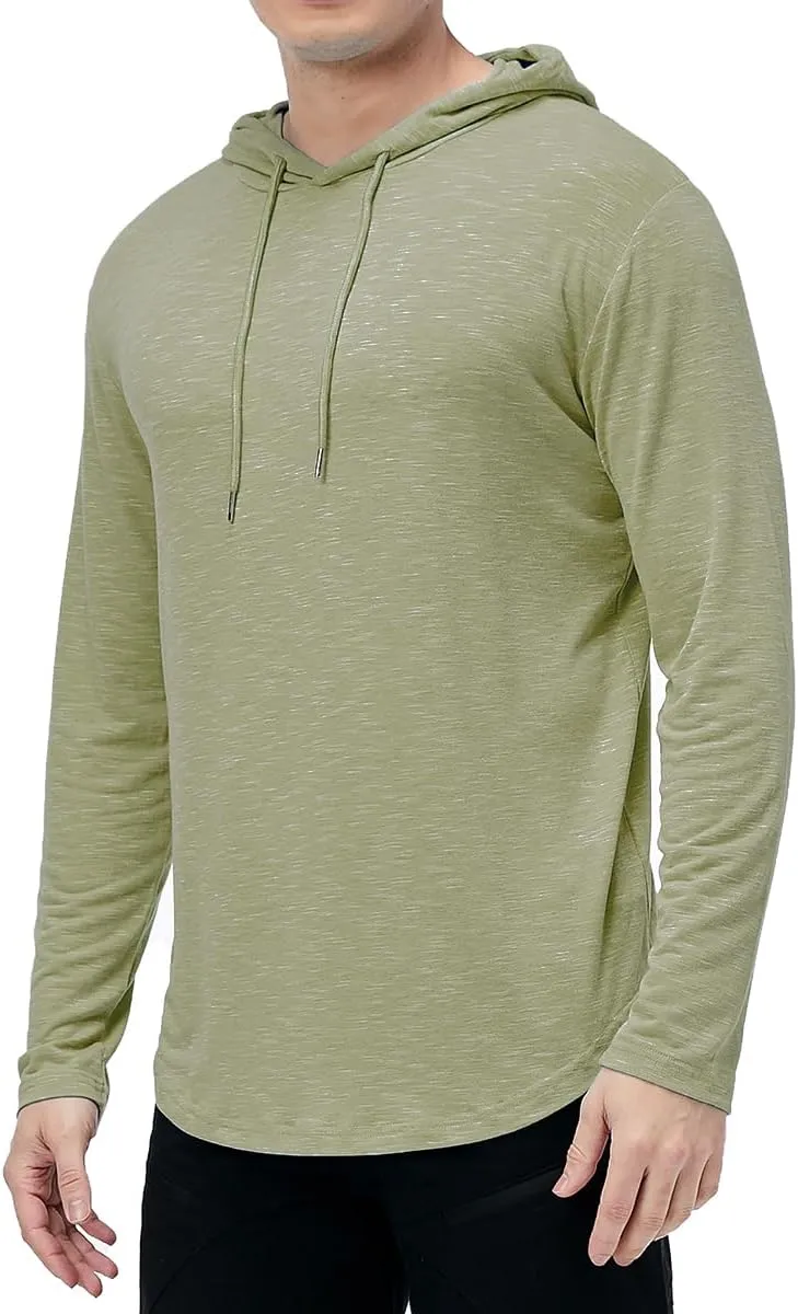 MANSDOUR Men's Athletic Hooded Shirts Long Sleeve Workout Sport Hoodie Casual Running T Shirt Quick Dry Pullover Top