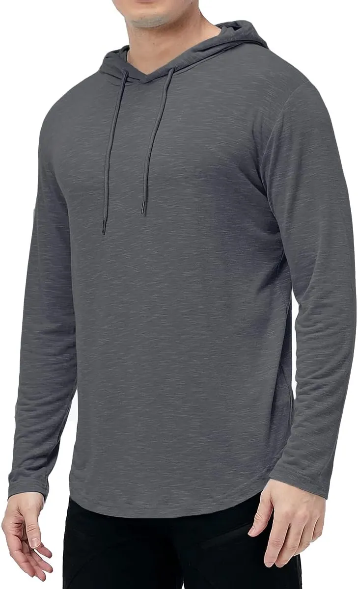 MANSDOUR Men's Athletic Hooded Shirts Long Sleeve Workout Sport Hoodie Casual Running T Shirt Quick Dry Pullover Top