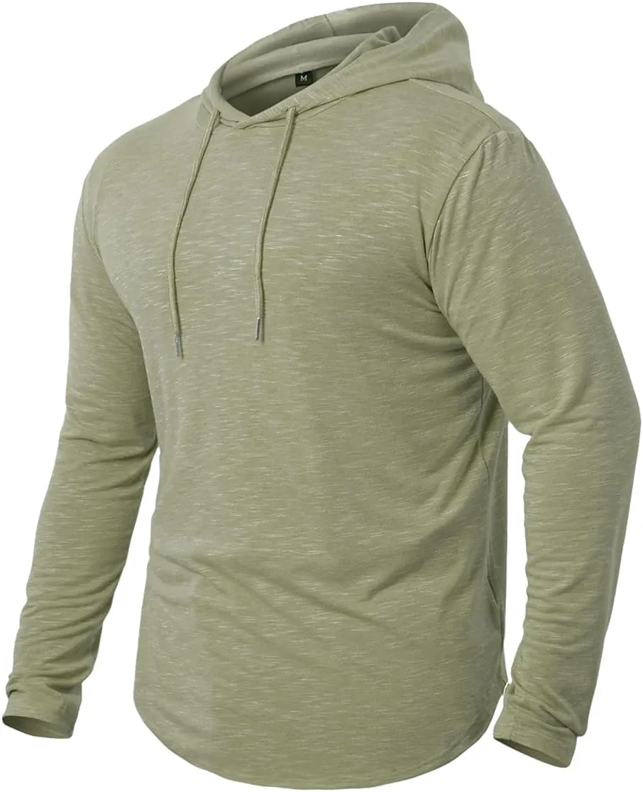 MANSDOUR Men's Athletic Hooded Shirts Long Sleeve Workout Sport Hoodie Casual Running T Shirt Quick Dry Pullover Top