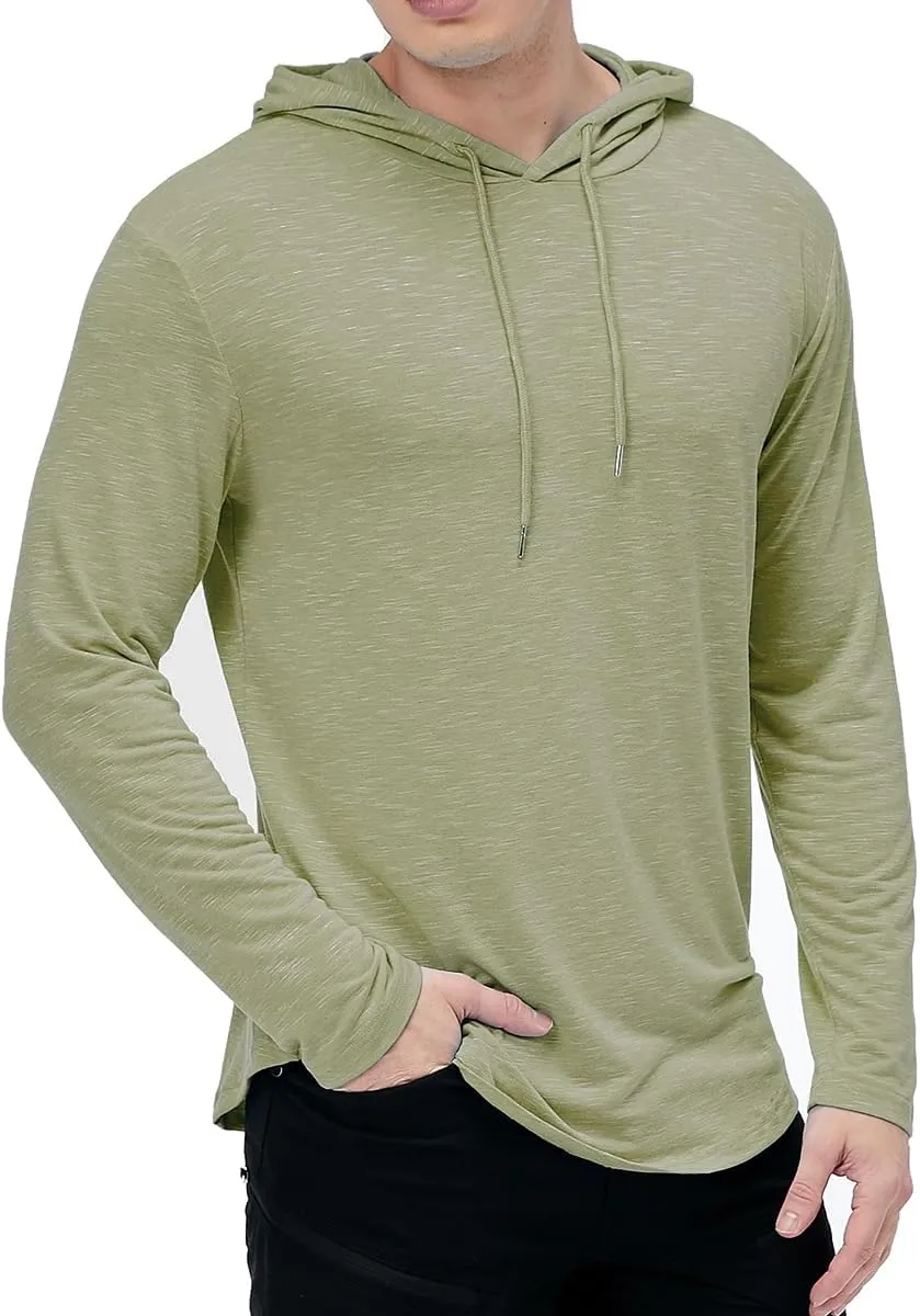MANSDOUR Men's Athletic Hooded Shirts Long Sleeve Workout Sport Hoodie Casual Running T Shirt Quick Dry Pullover Top