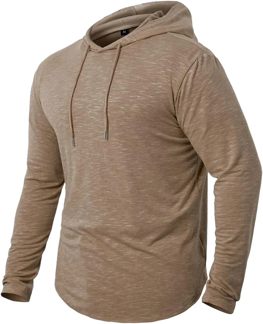 MANSDOUR Men's Athletic Hooded Shirts Long Sleeve Workout Sport Hoodie Casual Running T Shirt Quick Dry Pullover Top