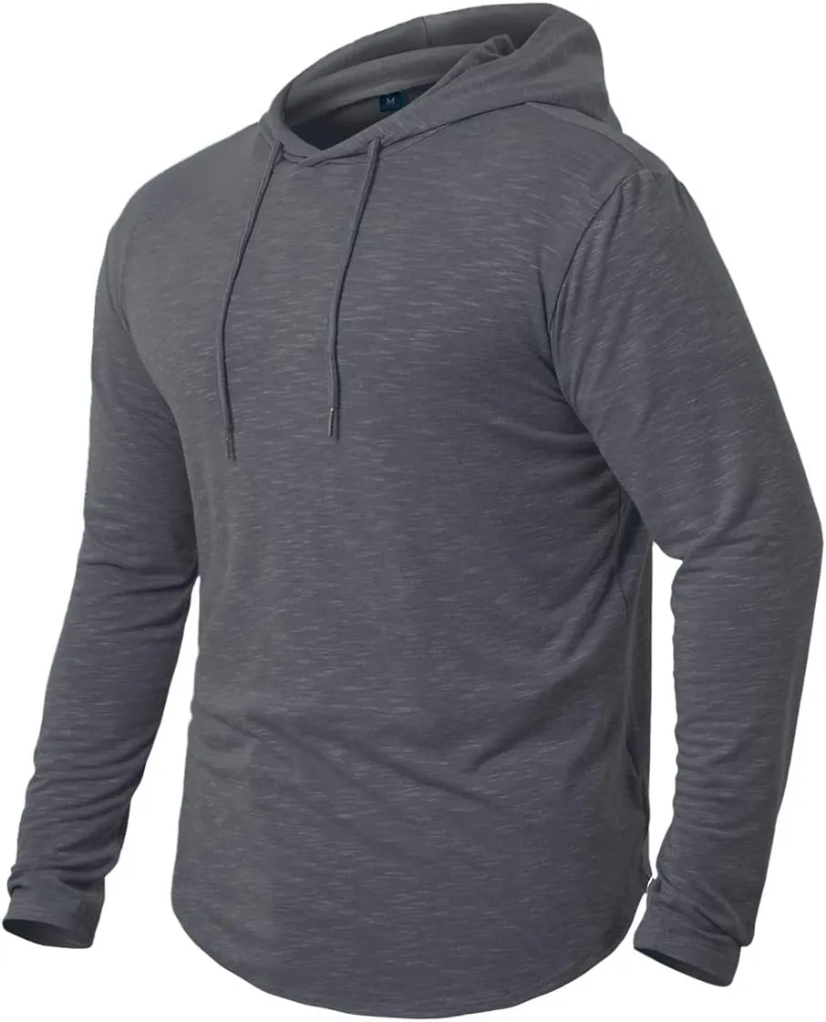 MANSDOUR Men's Athletic Hooded Shirts Long Sleeve Workout Sport Hoodie Casual Running T Shirt Quick Dry Pullover Top