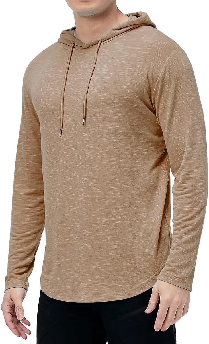 MANSDOUR Men's Athletic Hooded Shirts Long Sleeve Workout Sport Hoodie Casual Running T Shirt Quick Dry Pullover Top