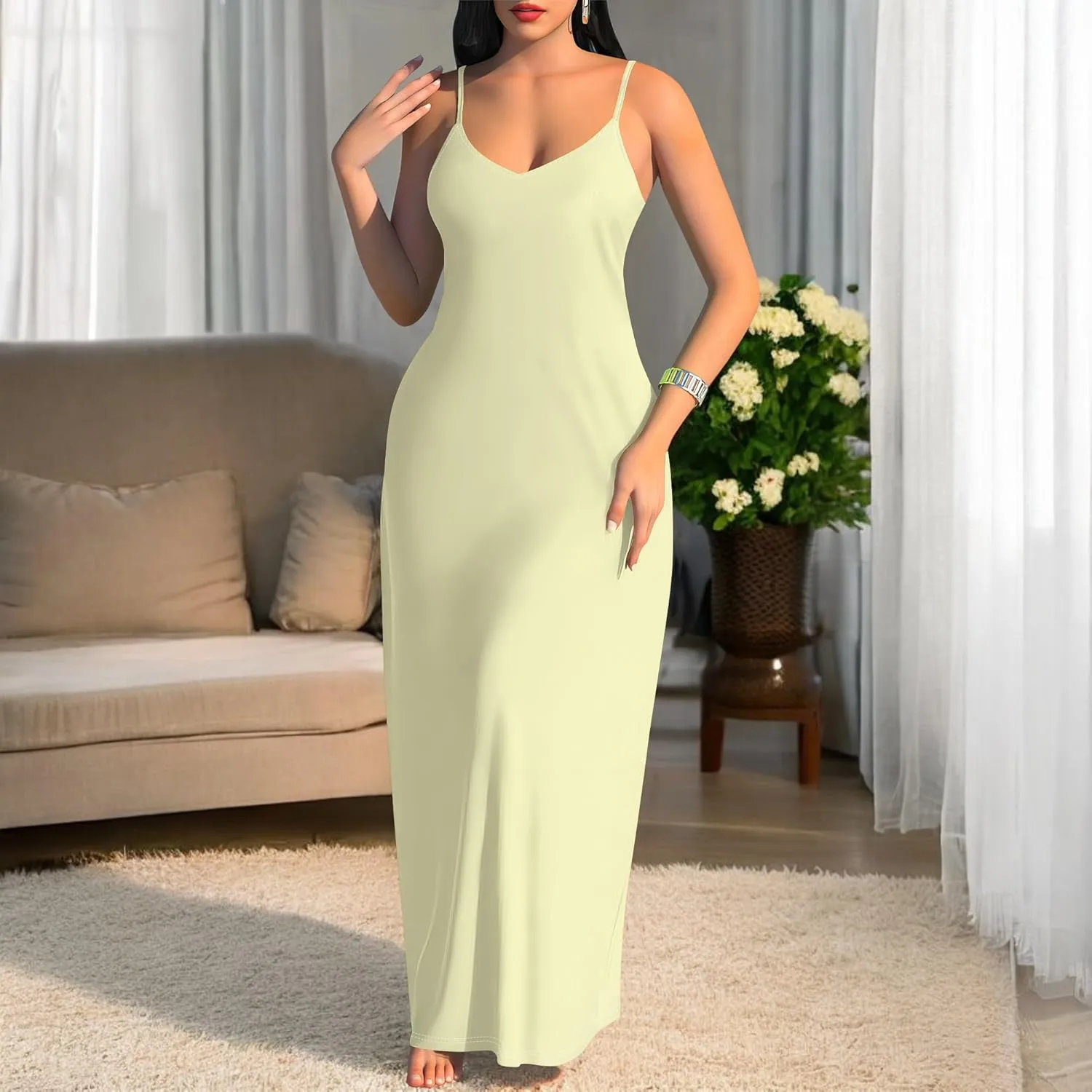 Maxi Dresses for Women Casual Floral Sleeveless Sundress Loose Summer Beach Long Dresses Spaghetti Strap Bodycon Dress S-3X