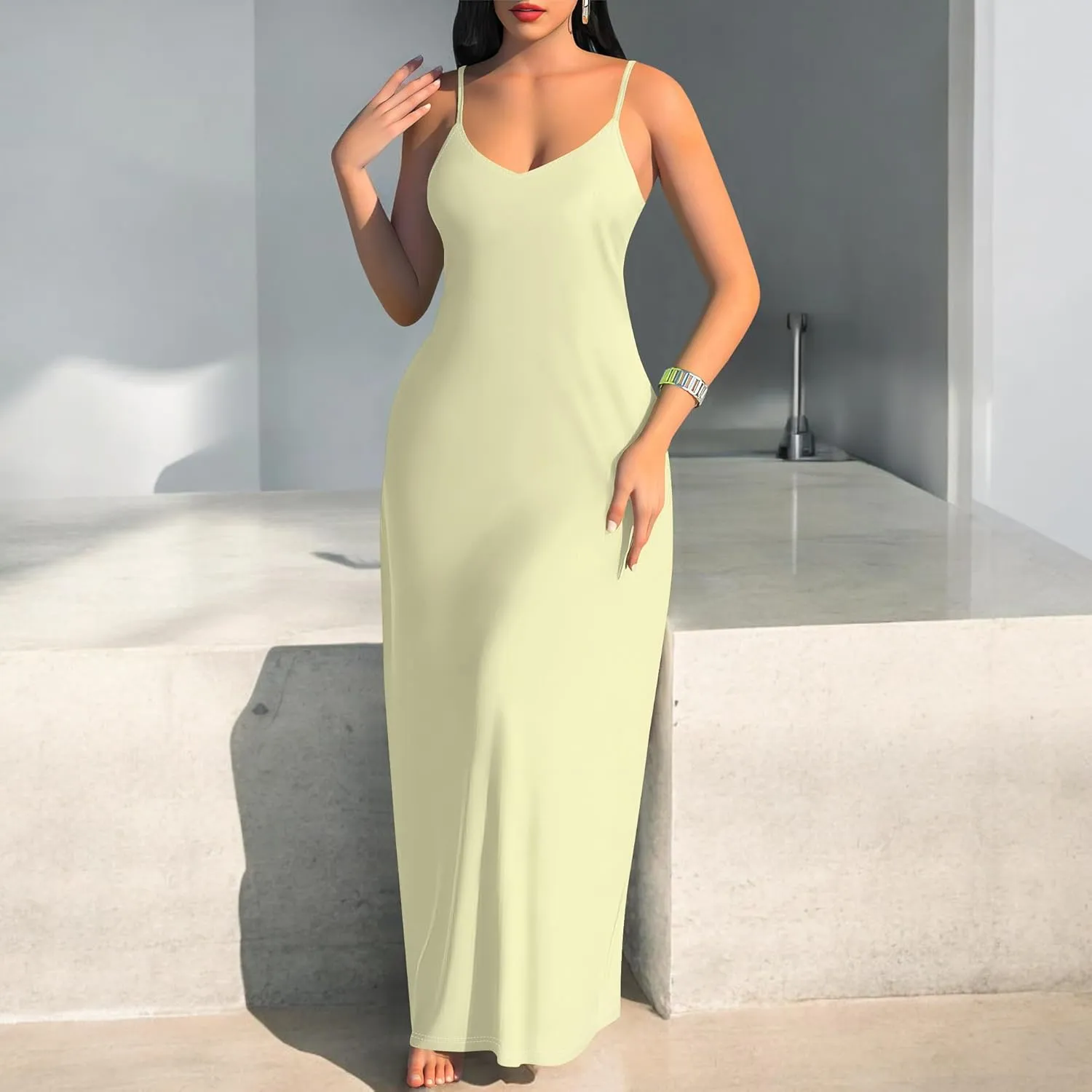 Maxi Dresses for Women Casual Floral Sleeveless Sundress Loose Summer Beach Long Dresses Spaghetti Strap Bodycon Dress S-3X