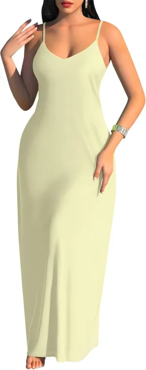 Maxi Dresses for Women Casual Floral Sleeveless Sundress Loose Summer Beach Long Dresses Spaghetti Strap Bodycon Dress S-3X
