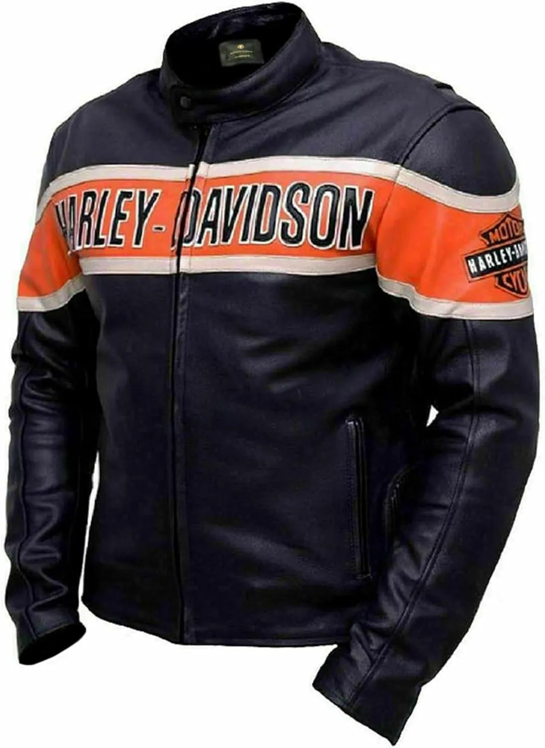 Men Victory Lane Motorcycle Jacket  Black Biker Style HD Leather Jacket