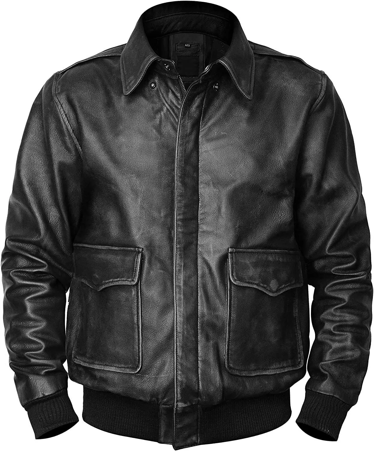 Mens A2 Leather Flight Jacket American Military Pilot Aviator Bomber Leather Coat