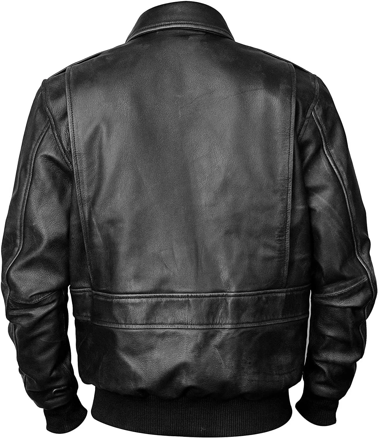 Mens A2 Leather Flight Jacket American Military Pilot Aviator Bomber Leather Coat