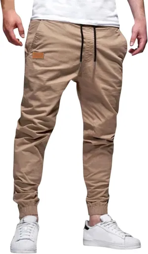 Mens Casual Joggers Pants Cotton Drawstring Cargo Pants Hiking Outdoor Twill Track Jogging Sweatpants for Men