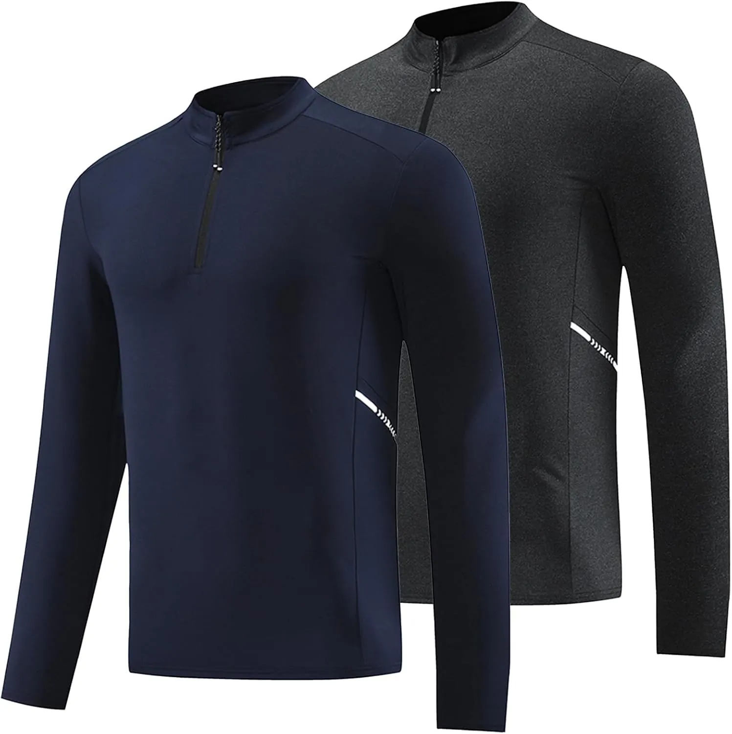 Men's Casual Long Sleeve Shirts Quarter-Zipped Moisture Wicking Cotton Quick-Dry Outdoor Shirt for Men