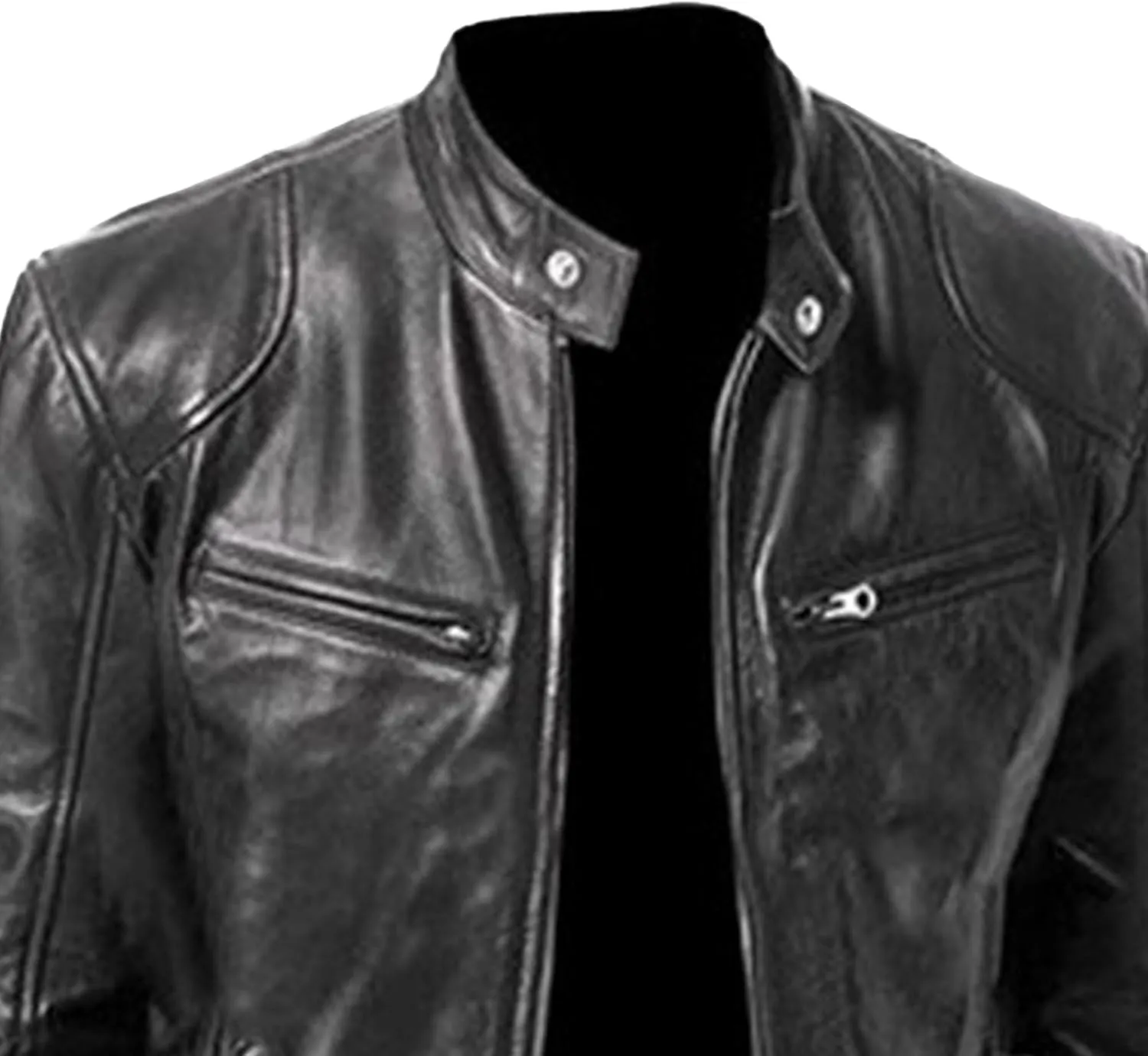 Men's Casual PU Coat Leather Pants Set Motorcycle Two-Piece Leather Jacket Zip Up Bomber Faux Leathers Jacket