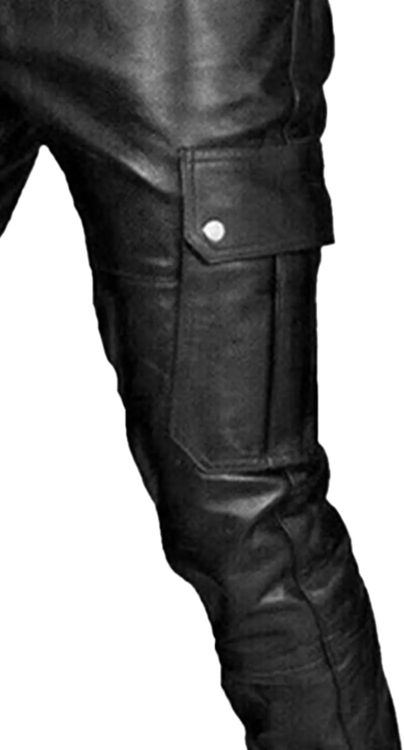 Men's Casual PU Coat Leather Pants Set Motorcycle Two-Piece Leather Jacket Zip Up Bomber Faux Leathers Jacket