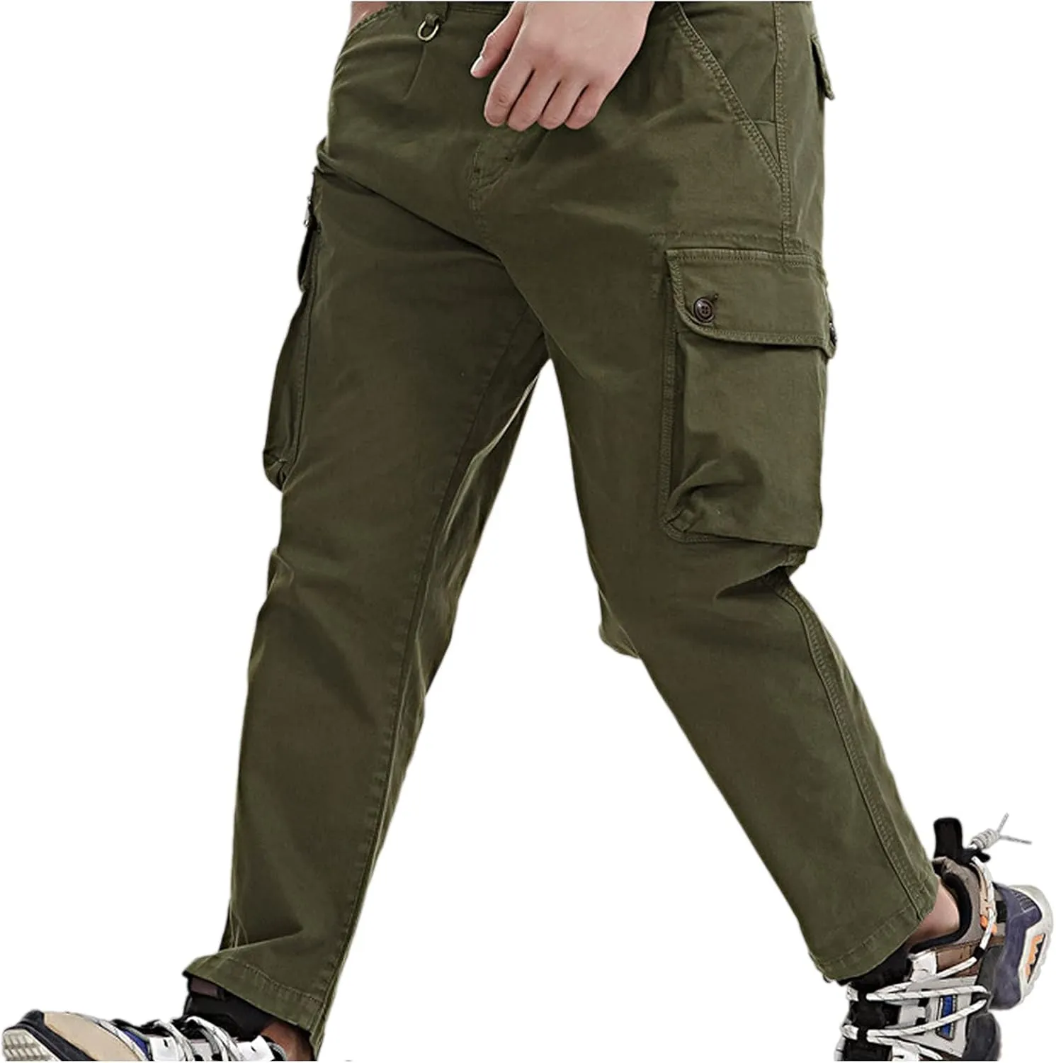 Men's Causal Cargo Pants Solid Color Multi Pockets Trousers Hiking Joggers Outdoorwearing Pants with Pockets