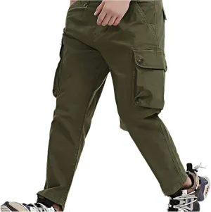 Men's Causal Cargo Pants Solid Color Multi Pockets Trousers Hiking Joggers Outdoorwearing Pants with Pockets