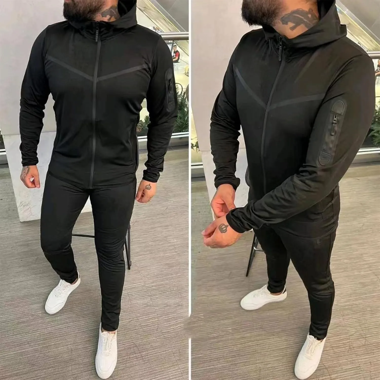 Men's Cotton Jogger Suit 2 Piece Outfit Zip Up Hoodie Tracksuit Sweatshirt Jacket and Sweatpant Casual Sweatsuit Set