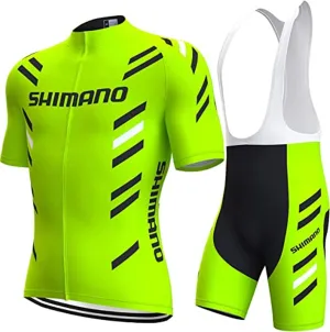 Men's Cycling Jersey Set Bicycle Short Sleeve Quick-Dry Breathable Shirt 4D Cushion Shorts Padded Pants/Bib Short