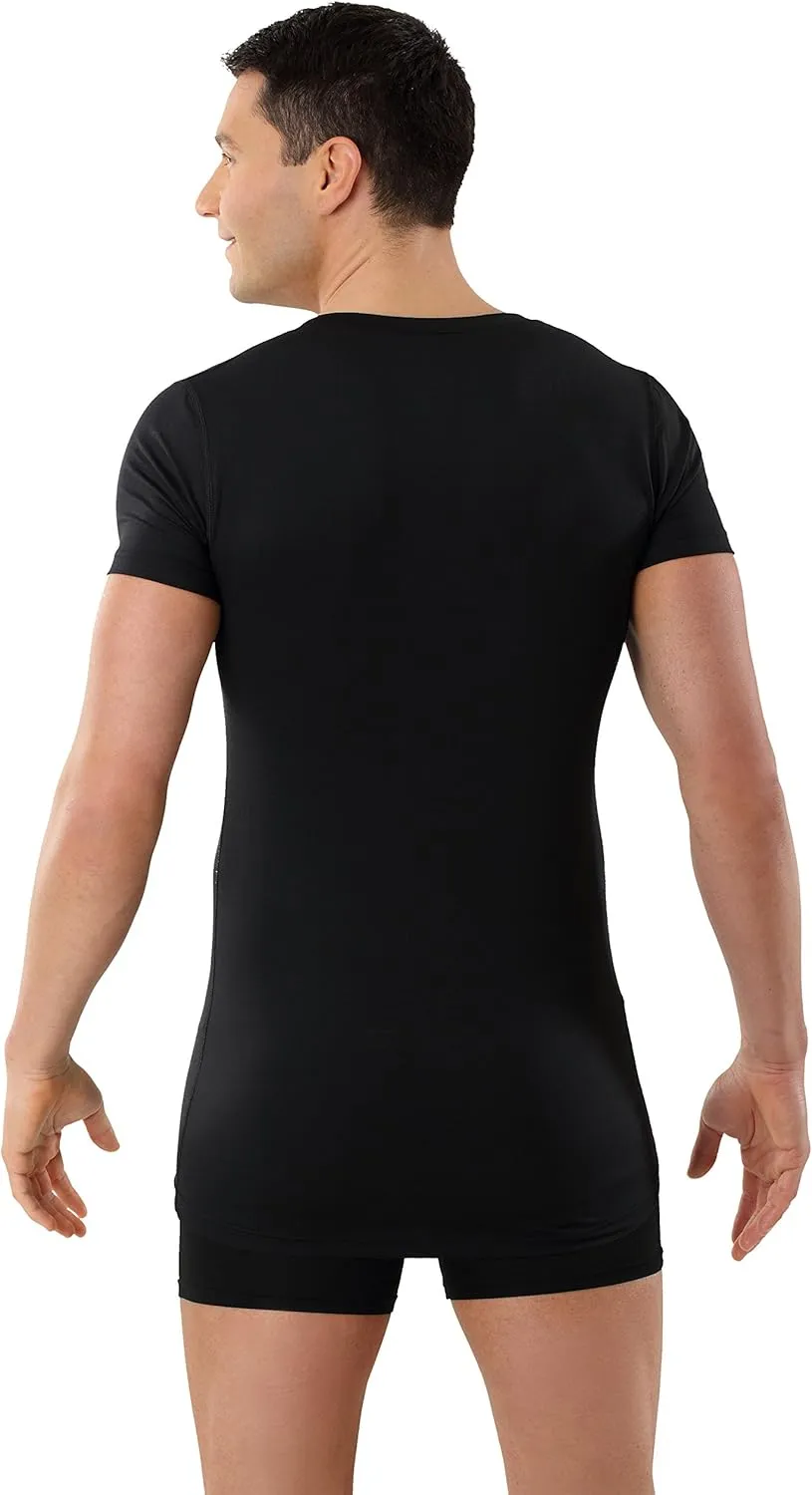 Men's Functional Coolmax Business Undershirt with deep v-Neck and Short Sleeves - Warming/Cooling, Black