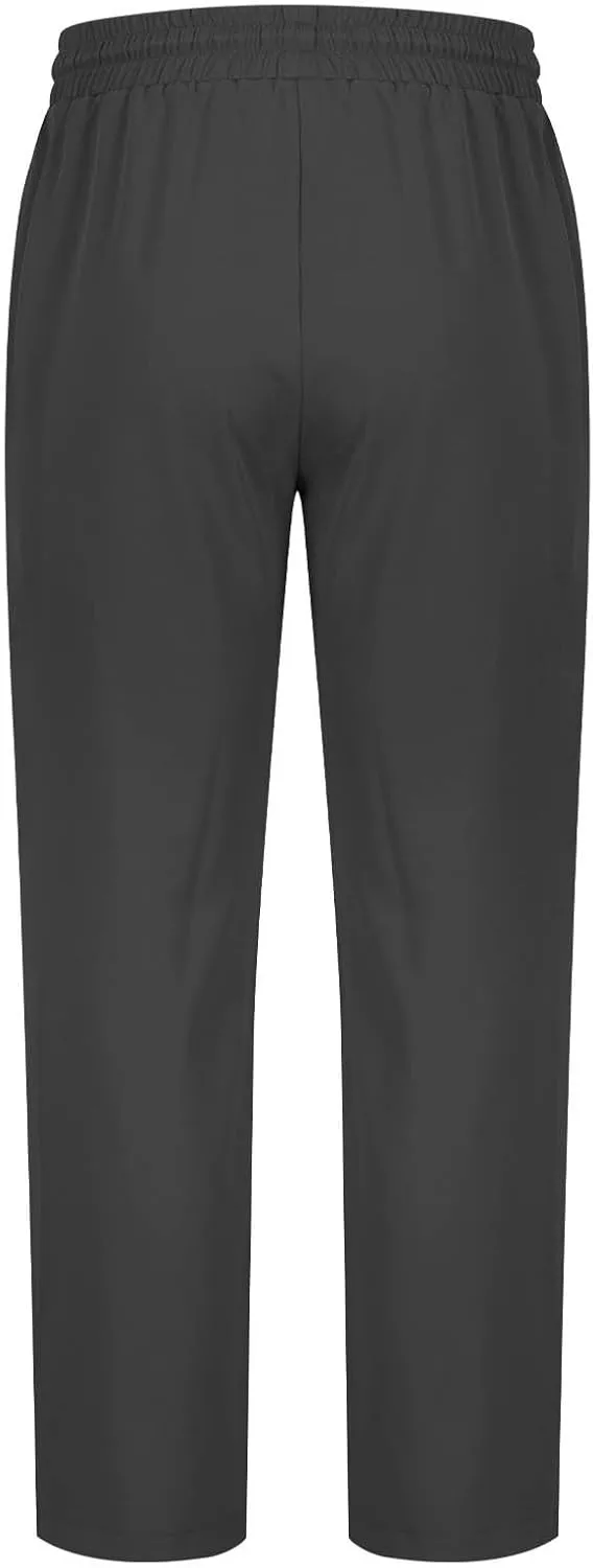 Mens Pants Cargo Elastic Waist Drawstring Straight Pants with Pocket Casual Outdoor Jogger Running Sport Trousers