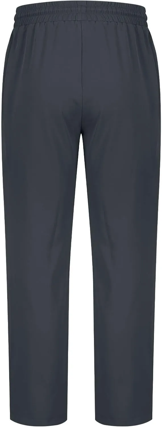 Mens Pants Cargo Elastic Waist Drawstring Straight Pants with Pocket Casual Outdoor Jogger Running Sport Trousers