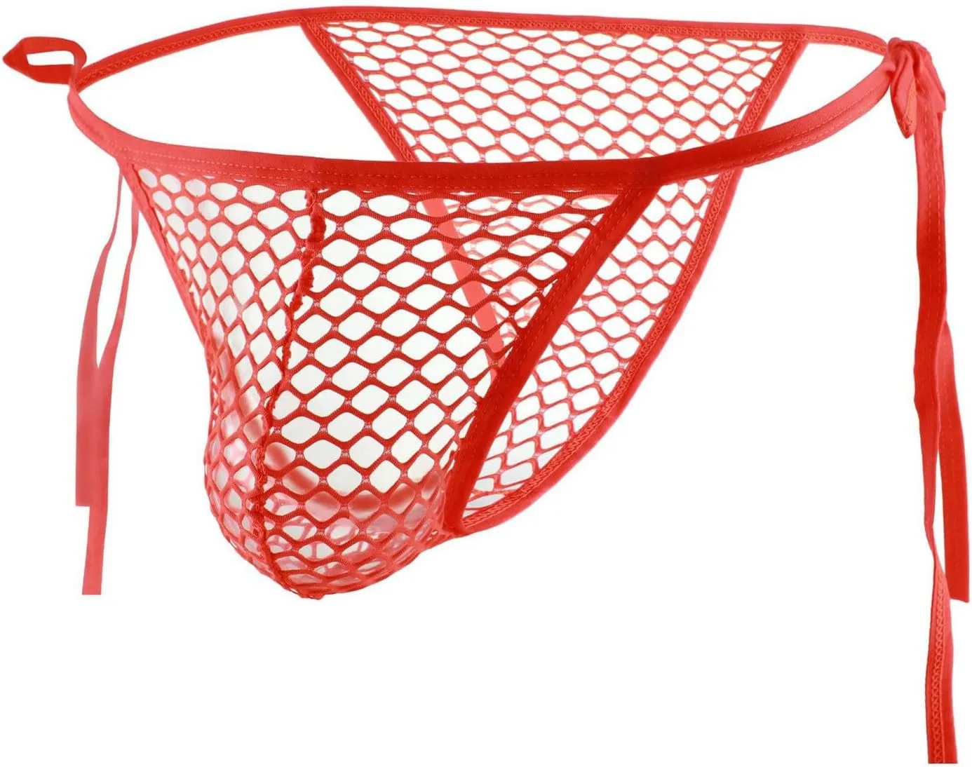 Mens Sexy Lace Up Thongs Mesh See Through Underwear Bulge Pouch Panties Breathable Bikini Sissy Cross-Dressing Briefs