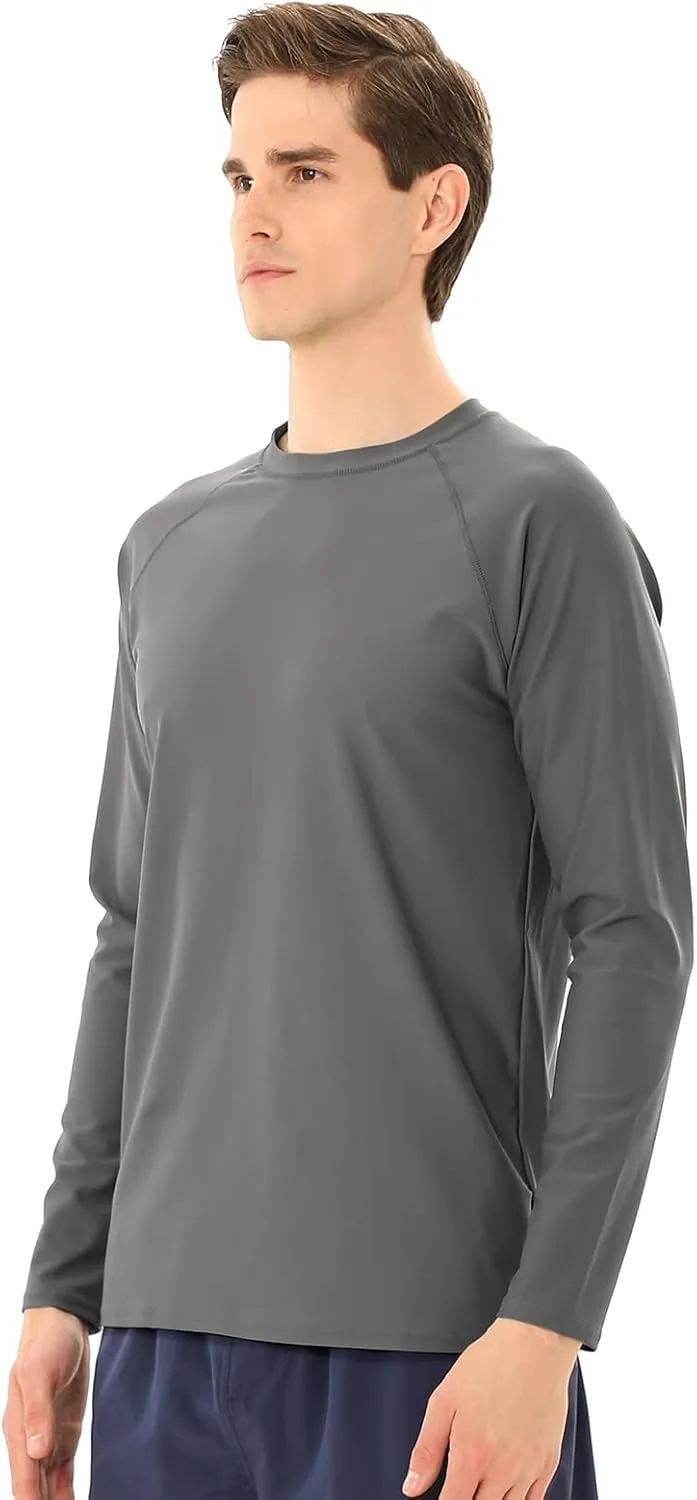 Men's Swim Shirts Rash Guard Long Sleeve UPF 50  Sun Protection Quick Dry Compression Surf Shirt