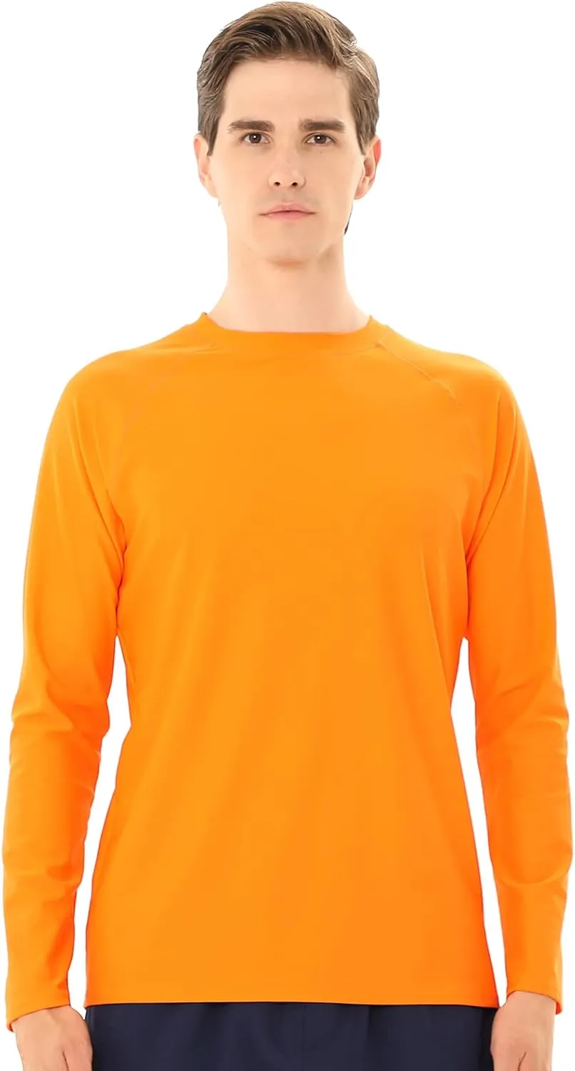 Men's Swim Shirts Rash Guard Long Sleeve UPF 50  Sun Protection Quick Dry Compression Surf Shirt