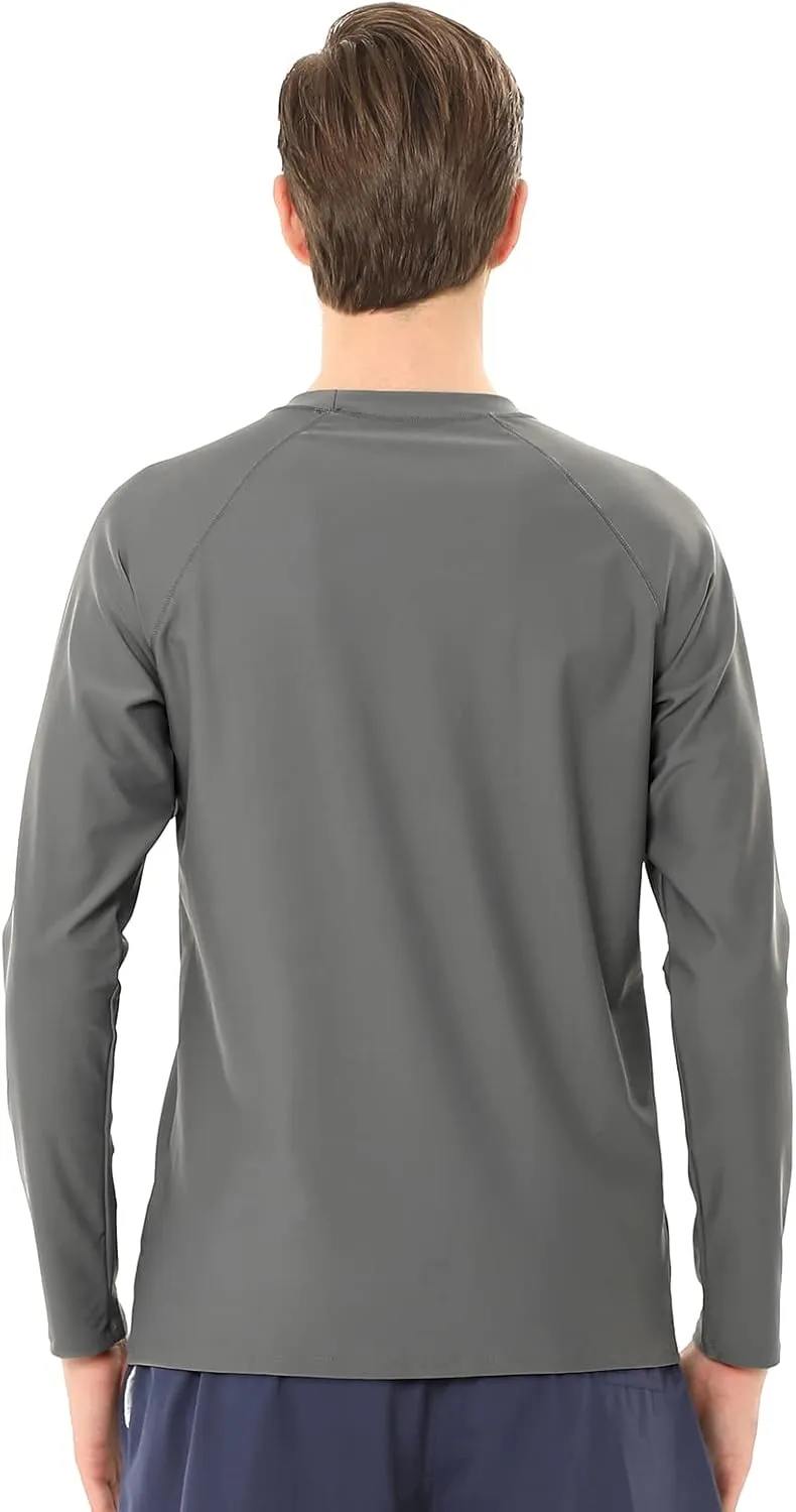 Men's Swim Shirts Rash Guard Long Sleeve UPF 50  Sun Protection Quick Dry Compression Surf Shirt