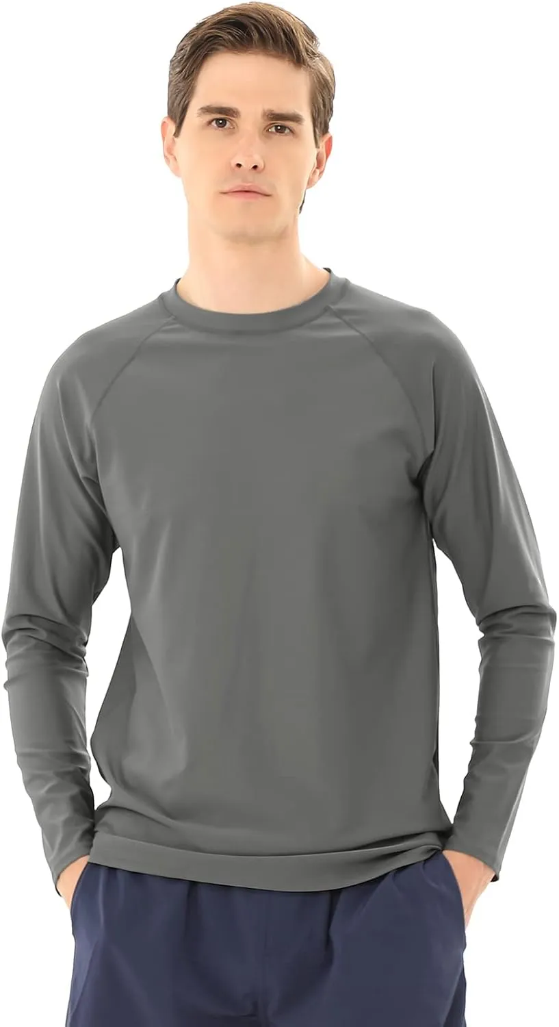 Men's Swim Shirts Rash Guard Long Sleeve UPF 50  Sun Protection Quick Dry Compression Surf Shirt