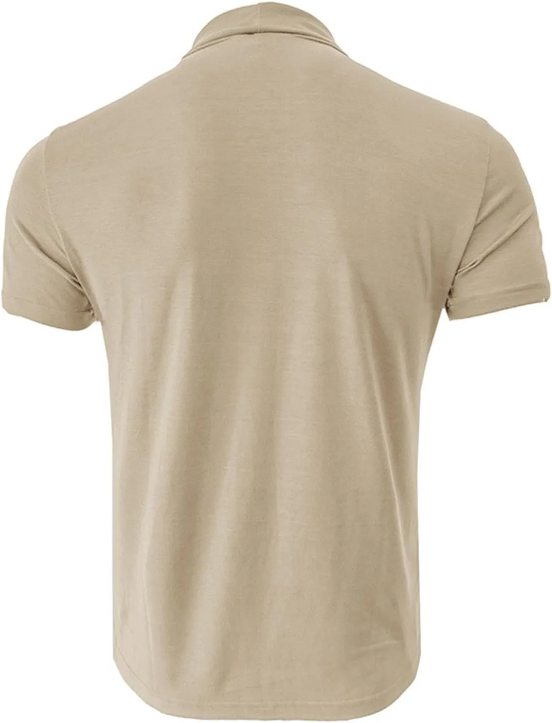 Mens T Shirt Short Sleeve Basic Turtleneck Slim Fit Undershirt Pullover Solid Sport Shirts Tops