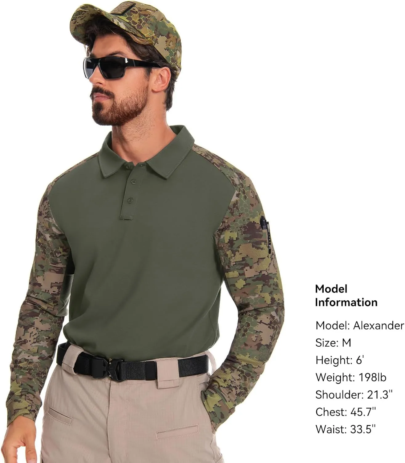 Men's Tactical Polo Shirts Long Sleeve Athletic Golf Outdoor Lightweight Performance Sports Shirt