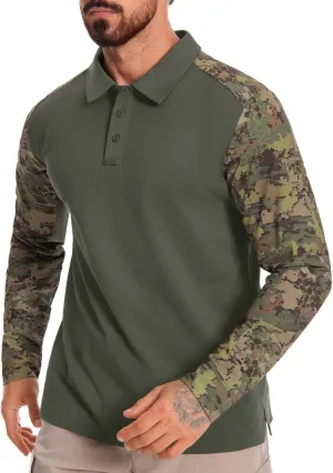 Men's Tactical Polo Shirts Long Sleeve Athletic Golf Outdoor Lightweight Performance Sports Shirt