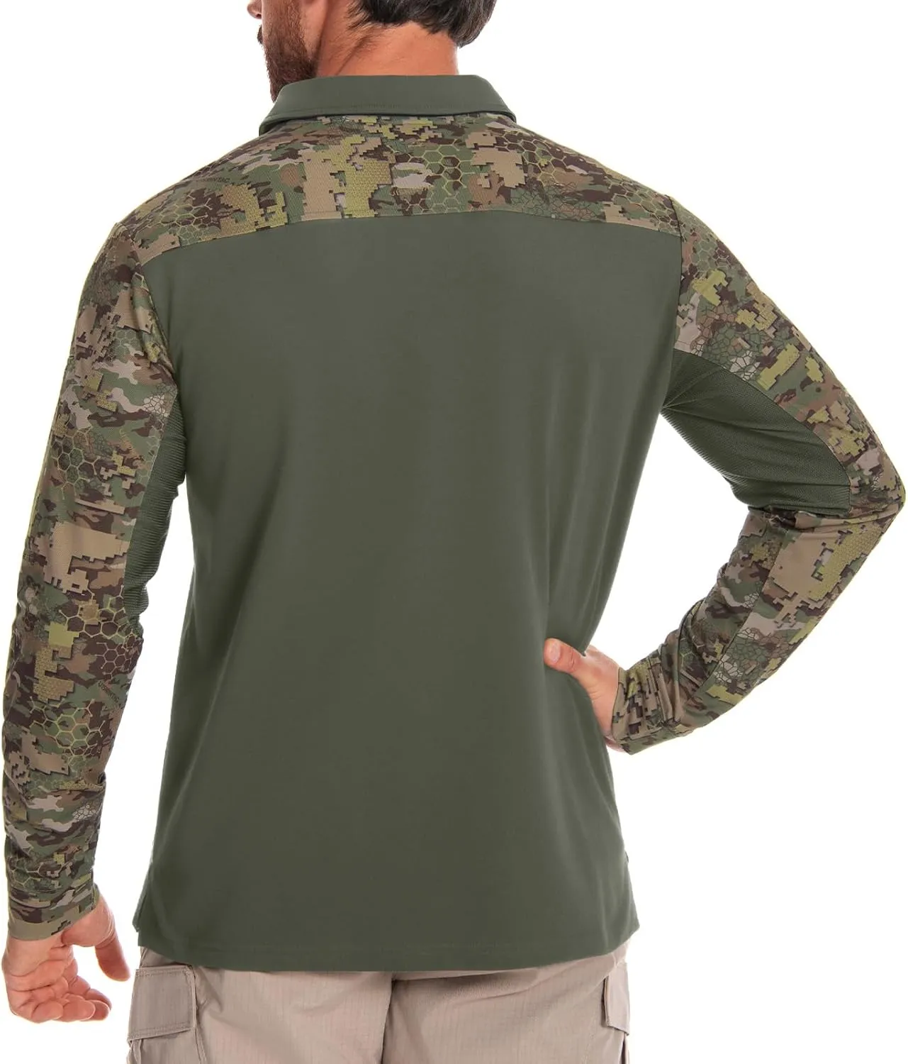 Men's Tactical Polo Shirts Long Sleeve Athletic Golf Outdoor Lightweight Performance Sports Shirt