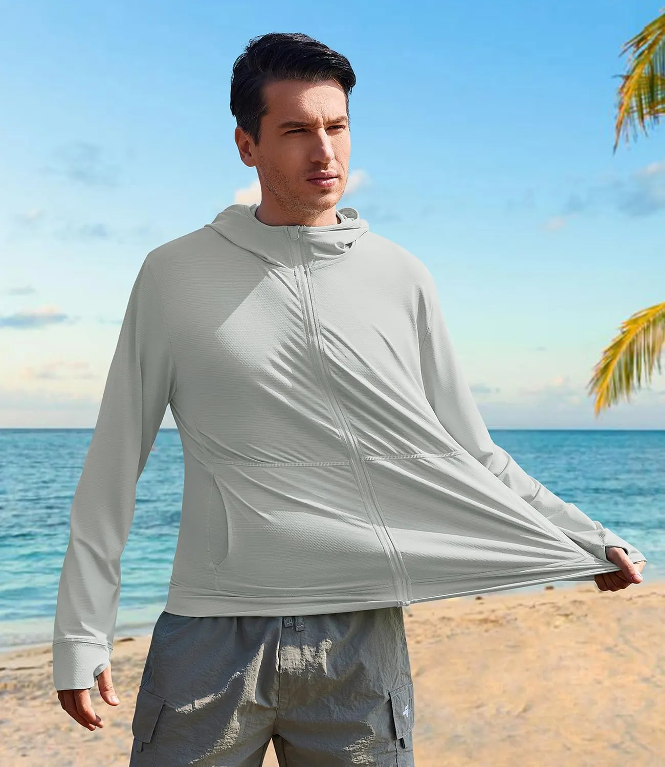 Men's UPF 50  Full Zip Up Sun Protection Hoodie Jacket Long Sleeve Lightweight UV Shirts for Men Hiking Fishing
