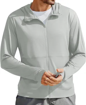 Men's UPF 50  Full Zip Up Sun Protection Hoodie Jacket Long Sleeve Lightweight UV Shirts for Men Hiking Fishing