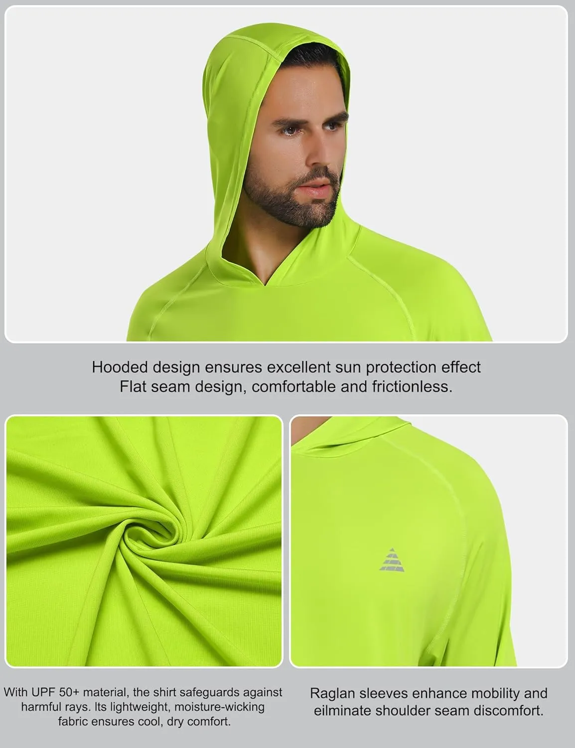 Men's UPF 50  Sun Protection Hoodie Shirts Long Sleeve Rash Guard Fishing Hiking SPF UV Shirt Quick Dry
