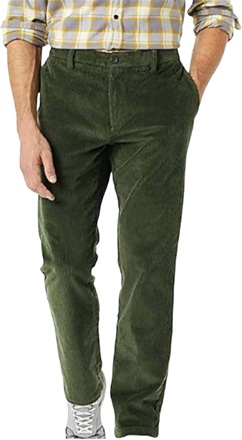 Mens Vintage Suit Pants Stretch Business Pant Slim Fit Dress Trousers for Office Work Flat Front Straight Leg Pants