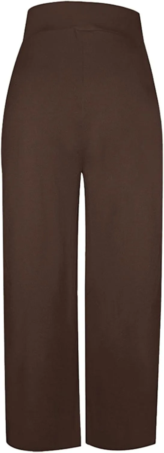 MESLIMA Palazzo Pants for Women High Waisted Wide Leg Stretchy Loose Fit Casual Trousers with Pocket