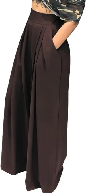 MESLIMA Palazzo Pants for Women High Waisted Wide Leg Stretchy Loose Fit Casual Trousers with Pocket