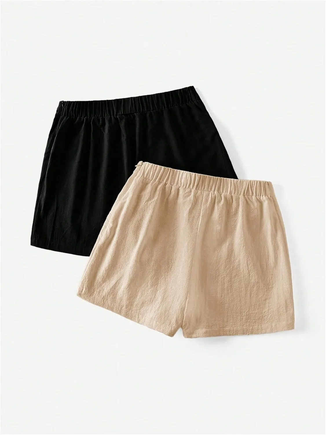 Milumia Women's 2 Pack Bowtie Side Wrap Skort Elastic Waist Solid Linen Shorts