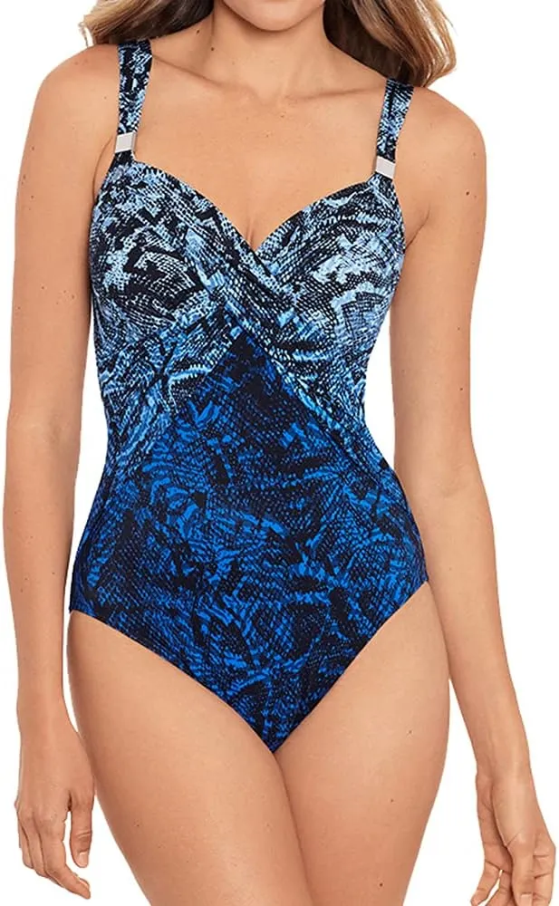 Miraclesuit Women's Swimwear Boa Blues Peregrina Underwire Bra Tummy Control One Piece Swimsuit
